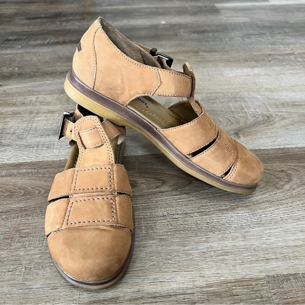 Earth Shoe Vintage Heather Mary Jane Leather Sandal 7 Tan Comfort Walking Casual